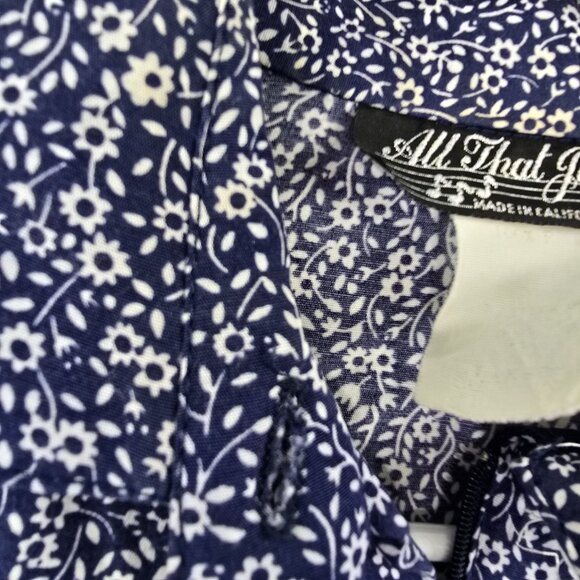 Vintage 80-90's All That Jazz Floral Belted Midi Dress Blue/White Size S Vintage - Picture 8 of 12
